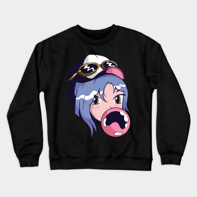 Manga Chewing Gum Girl Crewneck Sweatshirt by MajorCompany